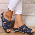 thumbnail image 2 of Orthopedic Wedge Sandals for Women Summer Dressy Casual High Wedges Slip on Sandals Open Toe Platform Walking Shoes Beach Sandals for Woman, 2 of 5