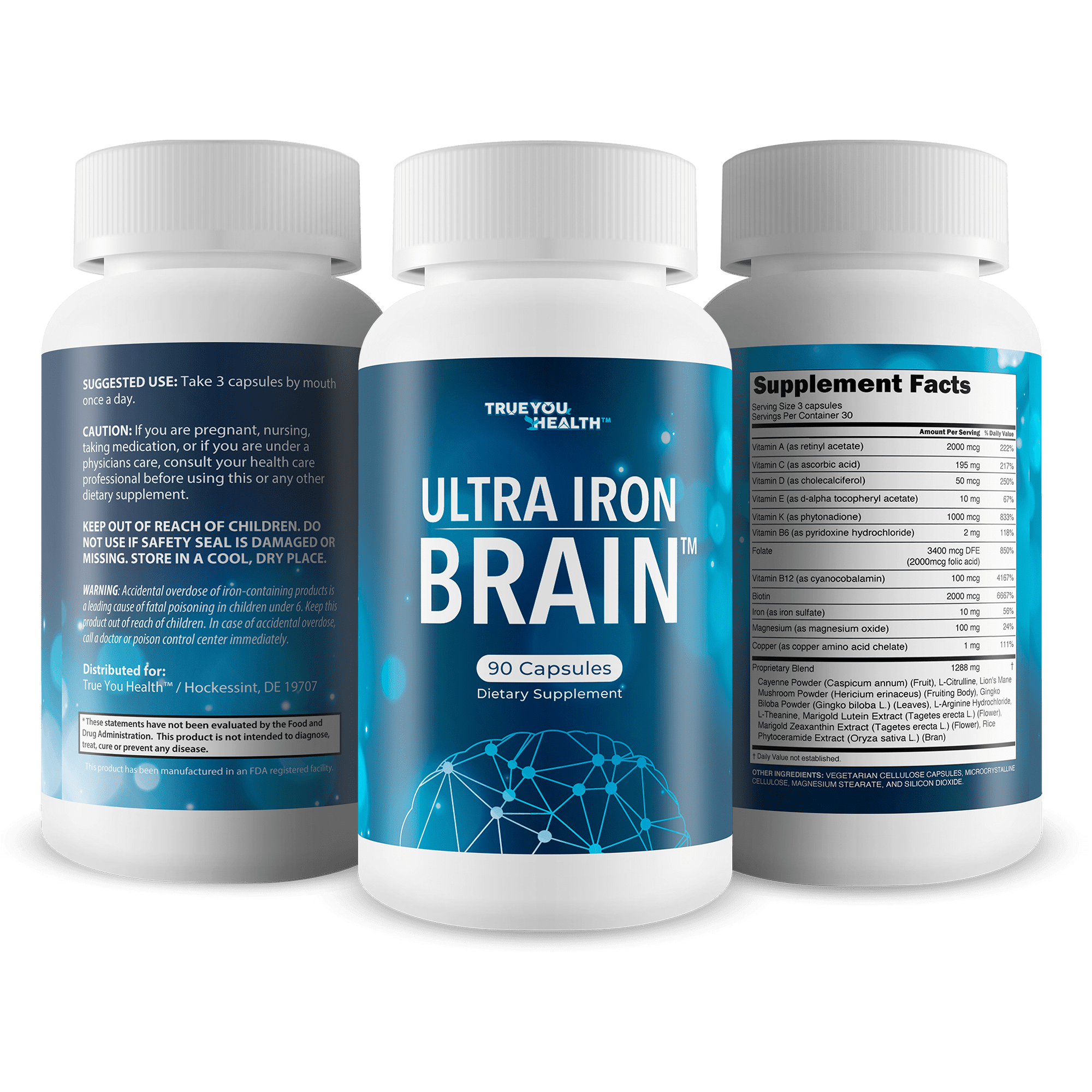 Ultra Iron Brain - Improved Memory Formula - Our Best Iron Brain Cognitive Support Supplement - Advanced Brain Booster Focus Supplement - Mental Alertness & Focus Supplements - Mental Focus Vitamins