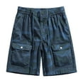thumbnail image 2 of Tdoqot With Pockets Casual Knee Length Slim Fit Outdoor Cargo Shorts for Men Dark Blue Size XL, 2 of 3