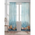 thumbnail image 2 of Summer Ocean Sheer Curtains 2 Panels Set Watercolor Starfish Shell Linen Texture Lihgt Filtering Rod Pocket Voile Drape, Semi Sheer Window Curtains for Bedroom Living Room, 52"x96", 2 of 5