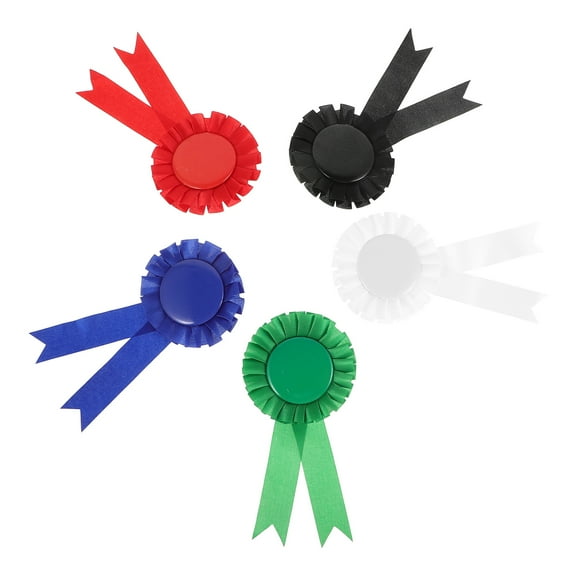 Tineasur Tinplate Blank Honor Badges Multi-Color Decorative Ribbons for Events and Celebrations 5Pcs