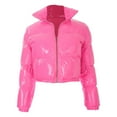 thumbnail image 1 of Kmbangi Women Long Sleeve Stand Collar Metallic Quilted Puffer Jackets, 1 of 8