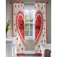 thumbnail image 4 of Red Love Sheer Curtains 63 Inch Length 2 Panels Set for Living Room/Bedroom, Valentine's Day Romantic Love Heart Beige Kitchen Curtains Grommet Semi-Sheer Curtains Drapes Window Treatments 42"x63"x2, 4 of 7