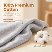 Baby Sleep Sack with Sleeves, 100% Cotton 1.0 TOG Wearable Blanket, Anti-Startle Sleeping Bag with Fold-Over Mittens, 2-Way Zipper,0-3Months