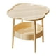 thumbnail image 2 of Mesa auxiliar de 2 niveles, estante de almacenamiento para mesa de sofá, mesa auxiliar moderna, mesa de té pequeña para espacio pequeño, habitación, amarillo claro, 2 of 7