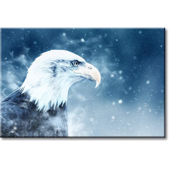 American Eagle in Winter Picture on Stretched Canvas, Wall Art Décor, Ready to Hang