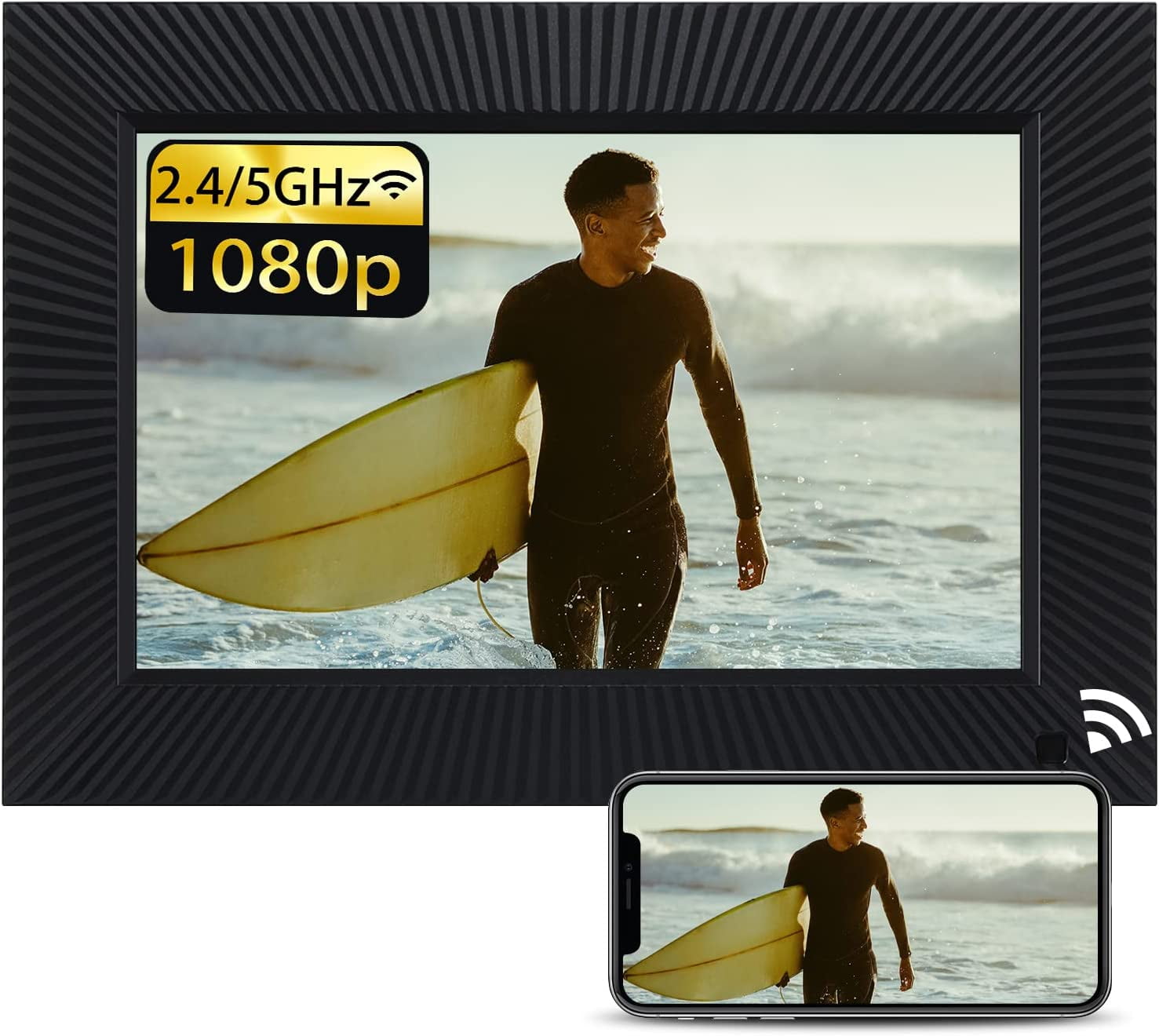 NexFoto 1080P Smart 10.1 Inch Digital Picture Frame 32GB, 2.4GHz/5GHz