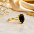 thumbnail image 3 of vylahjewellery Unique Black Oval Cut Moissanite Solitaire Engagement Ring 14K Vermeil Yellow Gold Classic Bezel Wedding Promise Ring for Women, 3 of 7