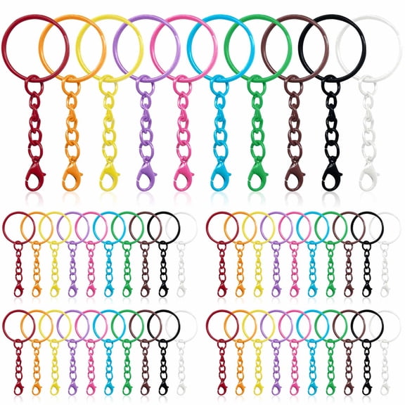 100Pcs Key Rings with Chain,25mm Key Rings for Crafting,Key Ring Crafting,DIY Key Rings for Jewelry Making,Key Crafts DIY