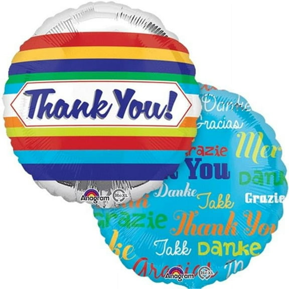 18 inch Thank You Stripes Anagram Foil Mylar Balloon - Party Supplies Decorations