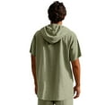 thumbnail image 3 of Mens Cotton Linen Hoodies Short Sleeve Drawstring Hooded Beach Hippie Henley Shirts Lightweight Casual Blouse Tops, 3 of 7