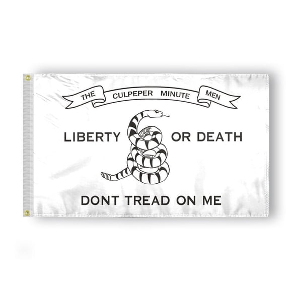 3X5 Ft Culpeper Culpepper Liberty Or Death LOD Don't Tread On Me White Colonial American Revolution History Flags - Printed 200D Nylon with Brass Grommets