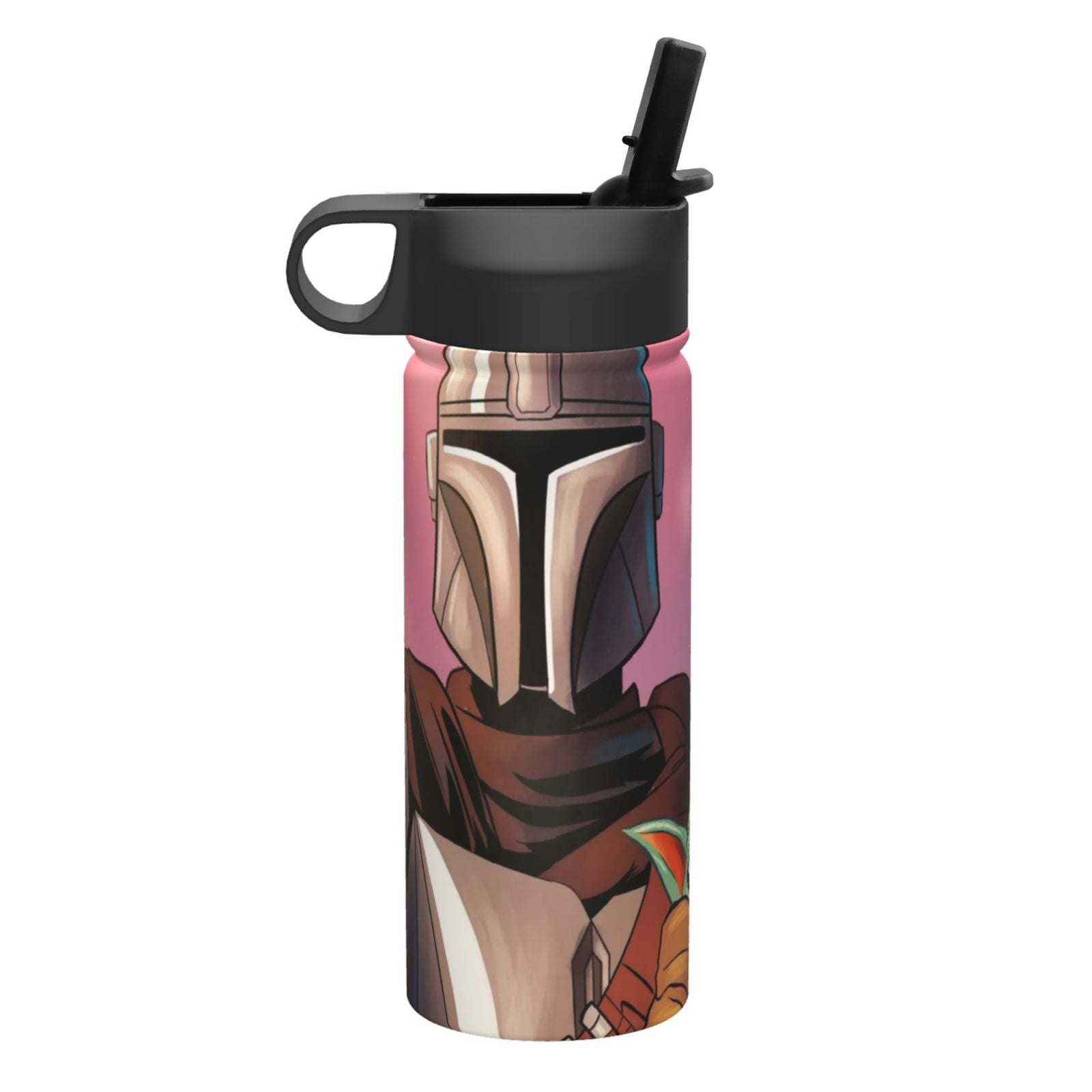 baby yoda Kids Insulated Water Bottle With Straw - 18 Oz Stainless Steel Double Wall Vacuum Cup, Leakproof, Bpa Free, Suitable For Boys And Girls