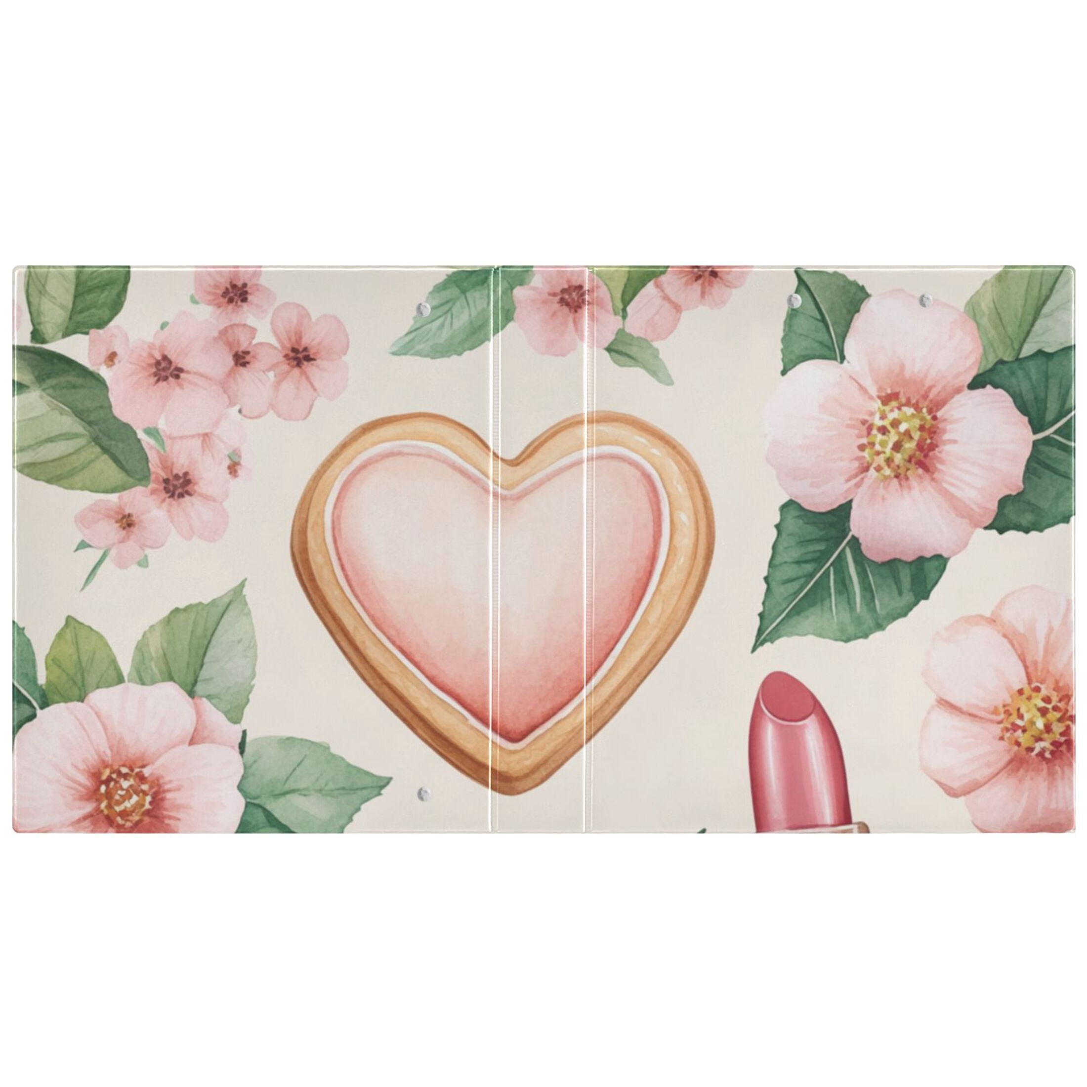 Lipsticks Hearts Flowers Leaves 3 Ring Binders 1.5 inch Hardcover File Folders with Interior Pockets A4 Size Organizer for School Office Hospital
