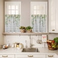 thumbnail image 3 of 3 Piece Kitchen Curtains and Valances Set Watercolor Floral Cafe Curtains 36 Inch Length Spring Flowers Leaves Plants Gray Plaid Valance & Tier Curtain for Living Room Bedroom 54"x18"+27"x36"*2, 3 of 6