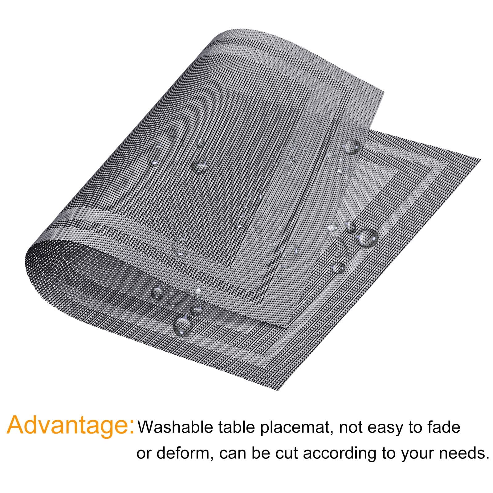 Unique Bargains Durable Square PVC Washable Woven Table Mats for Restaurant Use Silver