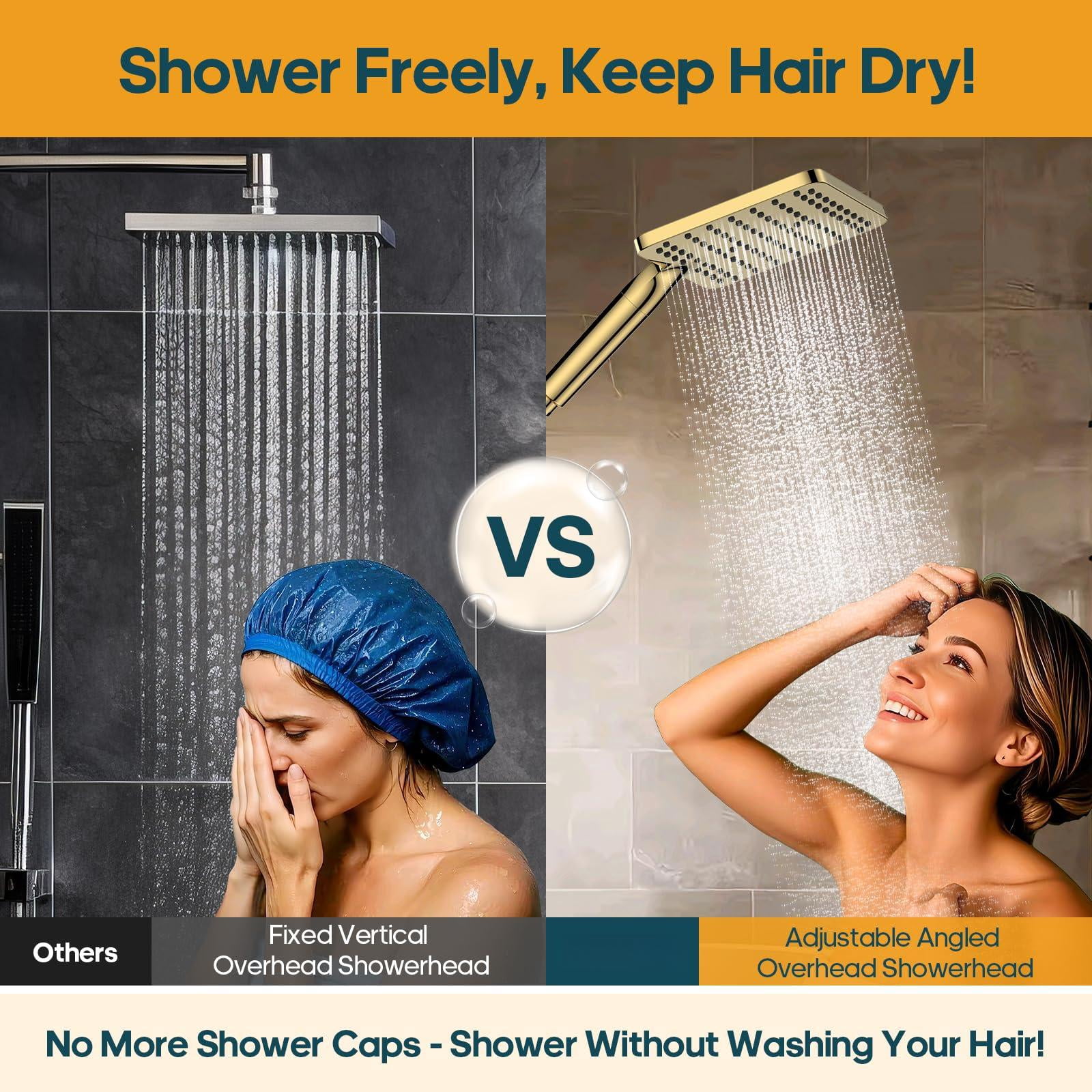 Filtered Shower Head With Handheld Spray Combo High Rain Dual Filters - Removes Chlorine Height Adjustable & Built-in Power Wash (gold)