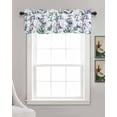thumbnail image 3 of Teal Botanical Linen Curtain Valance for Bedroom/Bathroom/Kitchen/Office/Living/Dining Room Window,Pastoral Plants Spring Floral Birds Rod Pocket Topper Decorative Cafe Drapes Panel 54"x18", 3 of 6