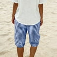 thumbnail image 6 of HongQid Womens Shorts Casual Loose Elastic Gingham Summer Beach Bermuda Pocketed Capri Pants, 6 of 9