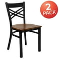 thumbnail image 3 of Flash Furniture 2 Pk. HERCULES Series Black ''X'' Back Metal Restaurant Chair - Cherry Wood Seat, 3 of 8