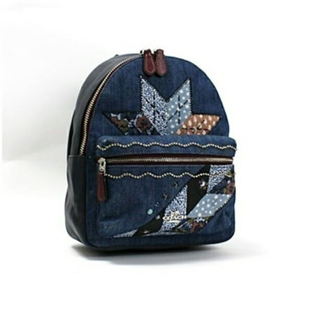 Pre-Owned Coach Mini Backpack Denim Star Patchwork x Leather Navy F39917 COACH Women's (Good)