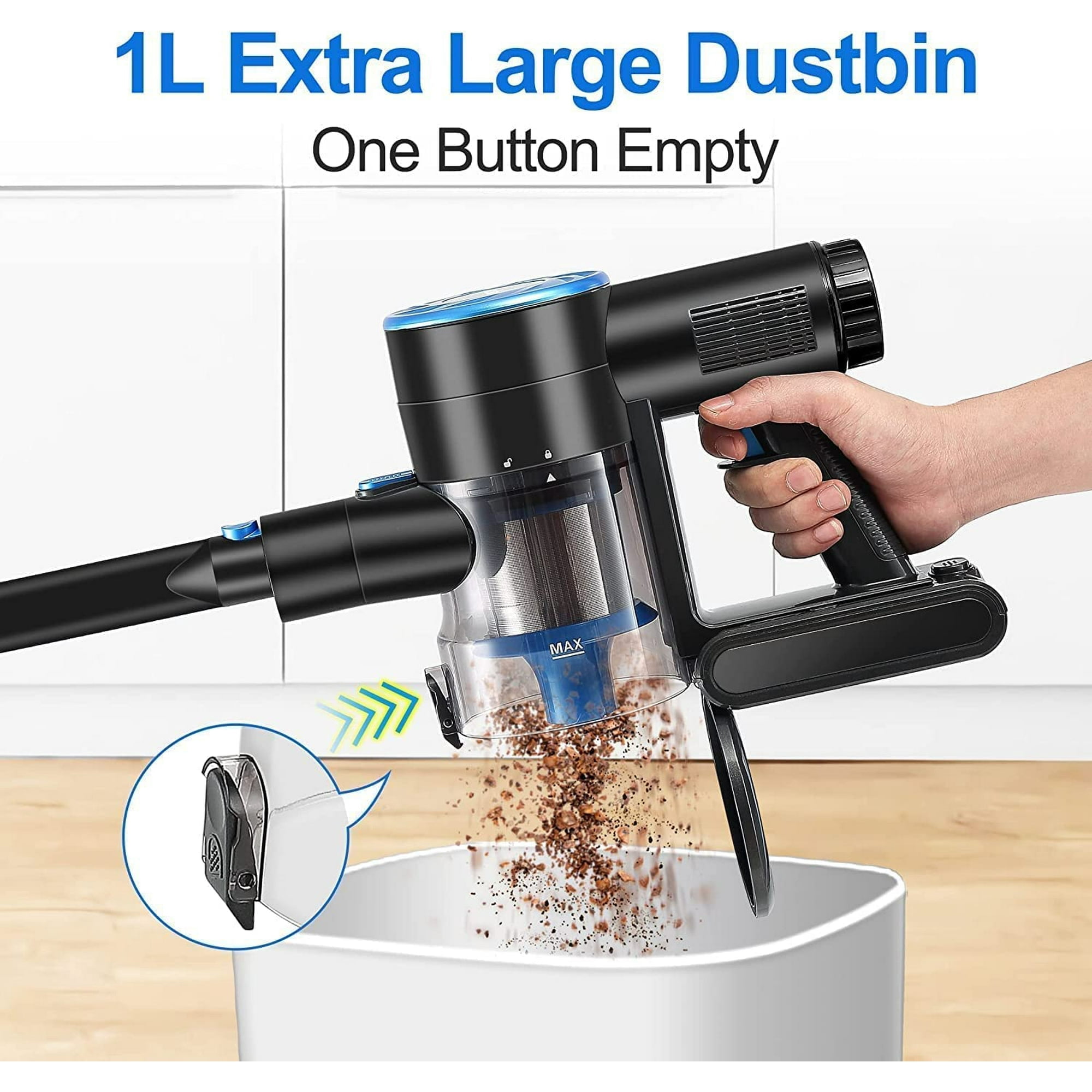 Moolan Cordless Vacuum Cleaner, 380W 28Kpa 50 Mins Vacuum Cleaners for Home, 6 in 1 Stick Cordless Vacuum with LED, Wall Dock, Anti-Tangle Rechargeable Vacuum for Pet Hair Carpet Hardwood Floor