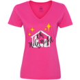 thumbnail image 3 of Inktastic Oh Holy Night Christmas Nativity with Yellow Stars Women's V-Neck T-Shirt, 3 of 5