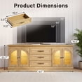thumbnail image 5 of Lacoo 63'' Vintage-Style TV Stand for TVs Up to 70'' with LED Lights and Outlets, Entertainment Center with Storage Cabinets and Drawers for Living Room, Natural, 5 of 7