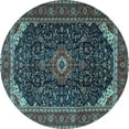 thumbnail image 1 of Ahgly Company Indoor Round Medallion Light Blue Traditional Area Rugs, 3' Round, 1 of 4