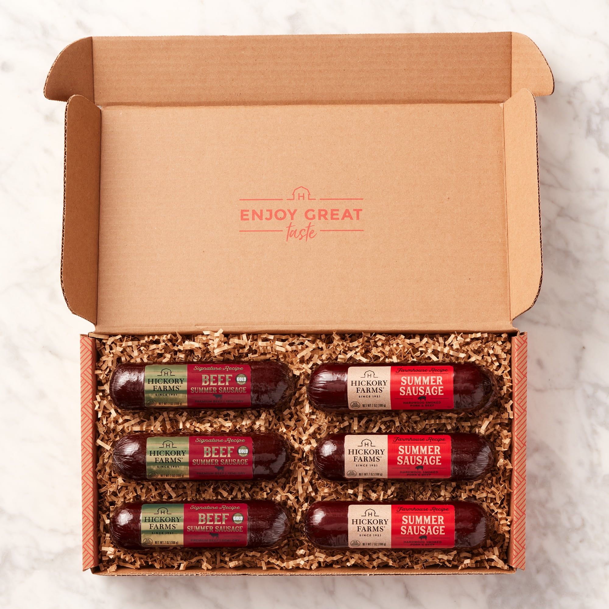 Hickory Farms Summer Sausage Flight, 6 Pieces | Variety Summer Sausage Gift Under $50