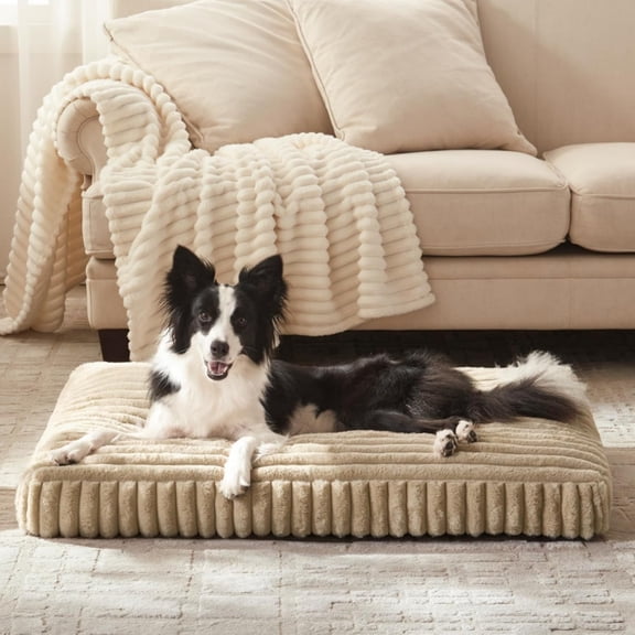 Katieovy Orthopedic Dog Bed for Large Dogs,36*28 inch Large Dog Beds,Washable Dog Beds with Non-Slip Bottom,Khaki