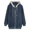 thumbnail image 1 of Chaqueta de mujer de moda Chaqueta cálida de gran tamaño con cómodo forro de invierno y otoño Azul jinwen  Abrigo de invierno, 1 of 8