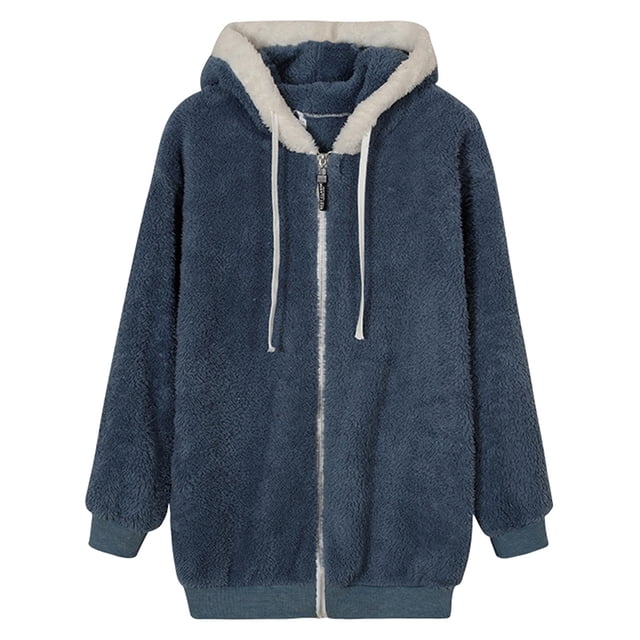 Chaqueta de mujer de moda Chaqueta cálida de gran tamaño con cómodo forro de invierno y otoño Azul jinwen Abrigo de invierno