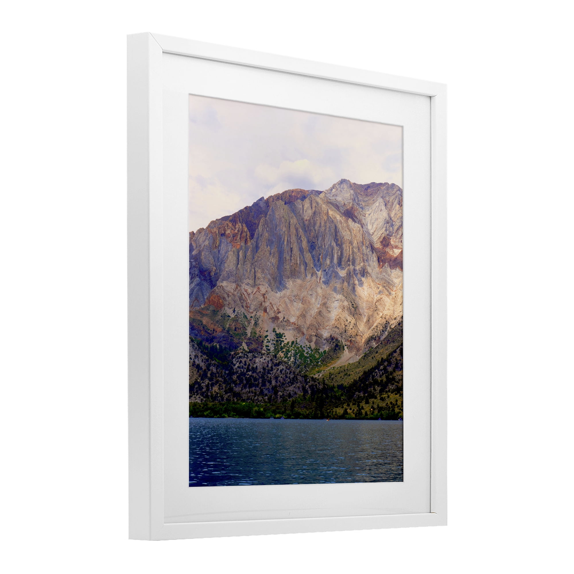 Stupell Industries Serene Lake Beneath Mountains White Framed Print Under Glass, design by Gemma Bardot