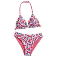 thumbnail image 2 of Girls Swim Suits 8-9 Girl's Tankini Swimsuits Halter Flower Metal Textured Bathing Suits 2 Piece Swimwear, 2 of 5