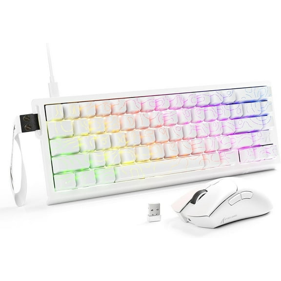 ATTACK SHARK X68 HE & R1 Gaming Keyboard and Mouse Set, 8000Hz Rapid Trigger Wired Keyboard, 0.01mm RT Accuracy, Snap Tap, 59g SUPERLIGHT Wireless Mouse, 18000DPI, BT/Wired/2.4G Mice, Black Contours