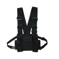 Radio Walkie Talkie 3 Pocket Chest Pack Bag Harness with Zipper for Front Vest Pouch Carry Case