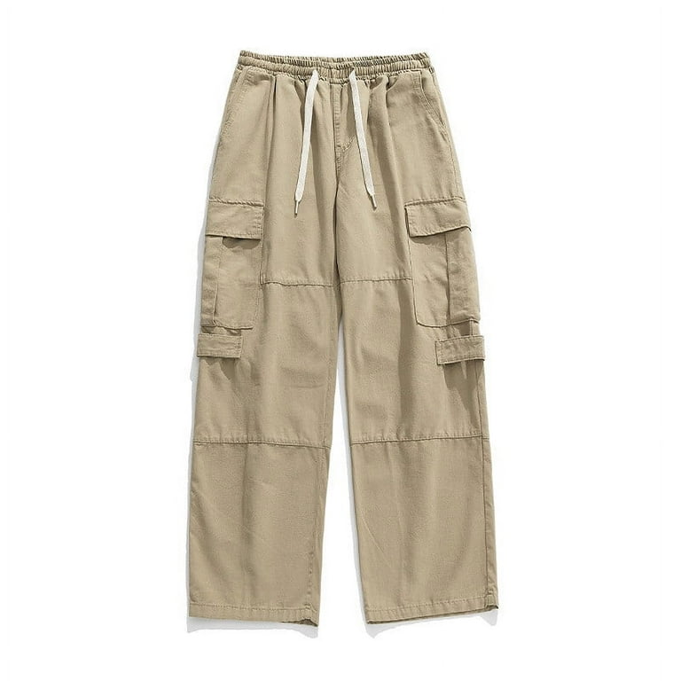 【BOK PLACE】Pocket Cargo Y2K Long Wide Cotton Pants Penkiiy Baggy Cargo Joggers for Men Y2k Gothic Streetwear