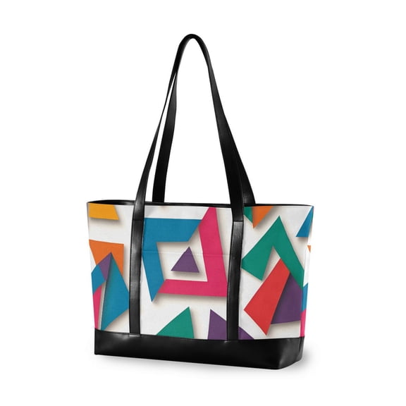 FORMRS Laptop Tote Bag for Women with 15.6" Computer Compartments Handbag, Purple Triangles