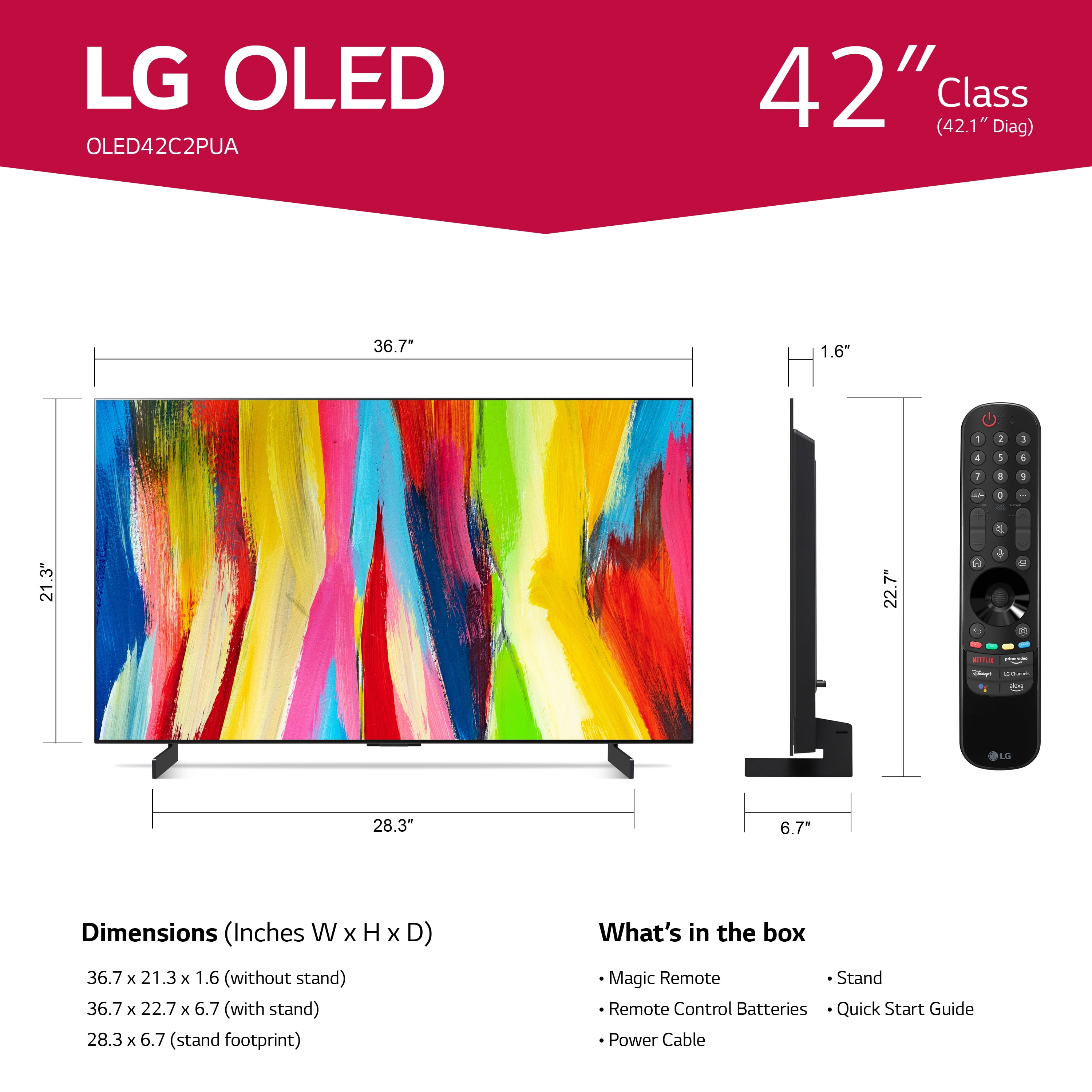 LG 42 Class 4K UHD OLED webOS Smart TV with Dolby Vision C2 Series -  42OLEDC2PUA 