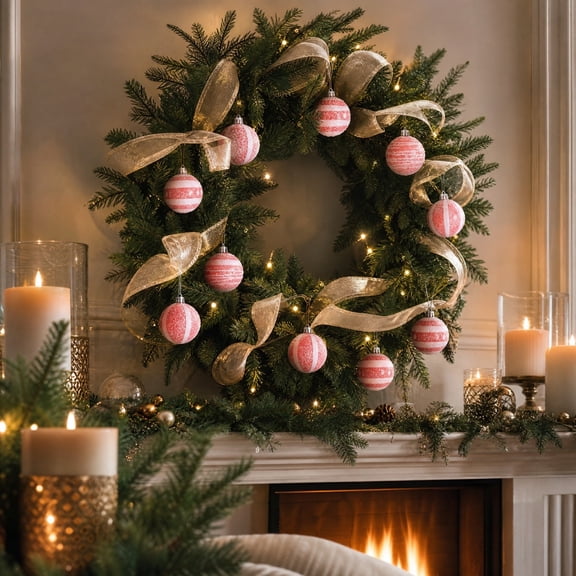 12 Pack Flocked Christmas Ball Ornaments, Lightweight Quick Hanging Baubles, Multi Style Reusable Pendant for Hotel Mall Wedding Xmas Indoor Commercial Decoration