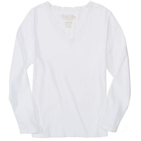 Women's Plus Lace Trim V-Neck Shirt