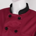 thumbnail image 5 of YONGHS Unisex Men Women Short Sleeves Hotel Kitchen Chef Jacket Restaurant Uniform Workwear Wine Red-A M, 5 of 7