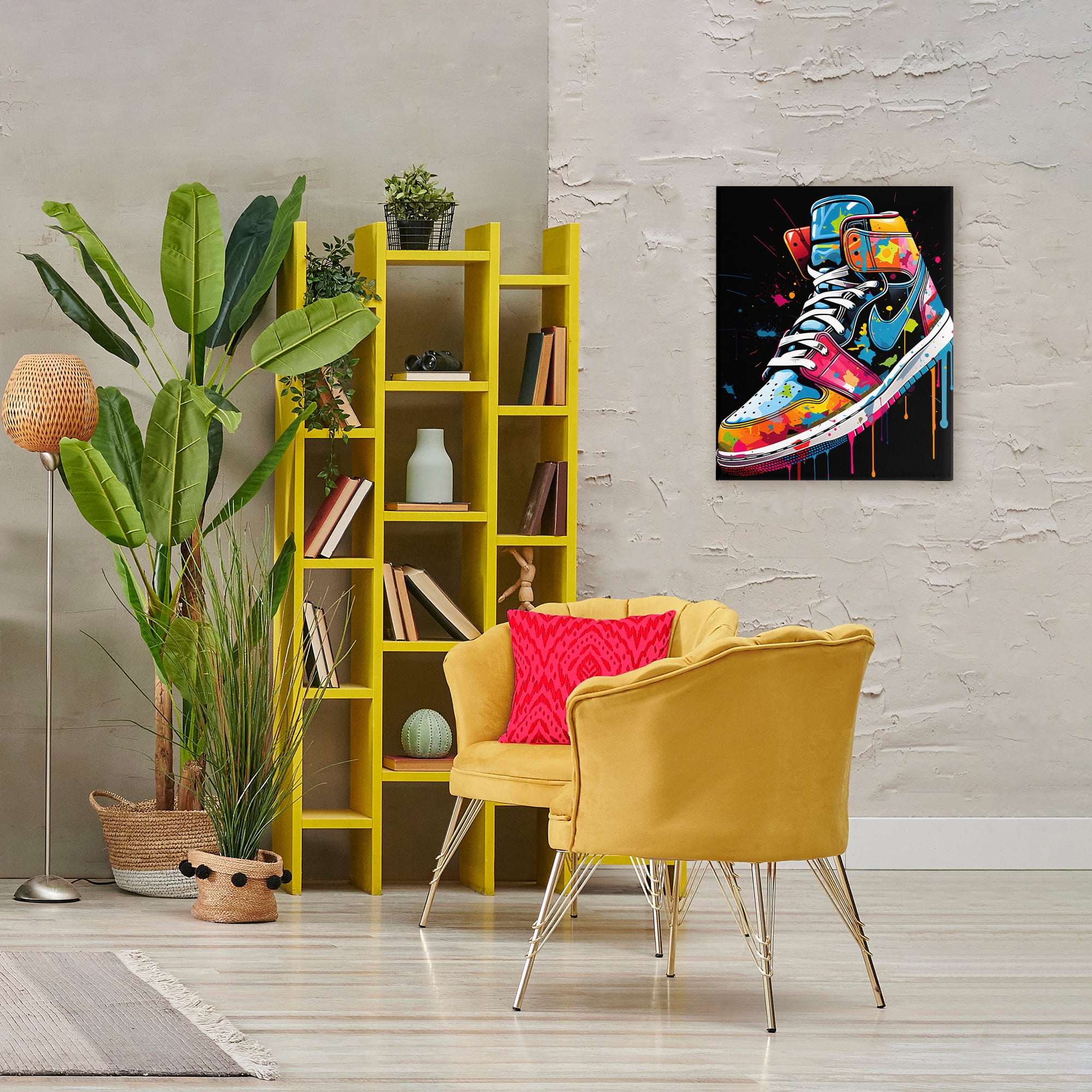 Stupell Industries Paint Drip High Top Sneakers Canvas Wall Art, design by Creative Studio