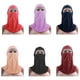 thumbnail image 4 of Máscara facial islámica para mujer musulmana, velo, hiyab, niqab, bufanda, chal, oración árabe de Ramadán de una pieza, 4 of 9