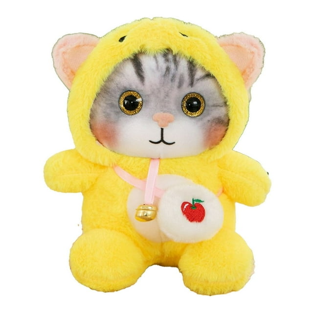 Jouet en Peluche Chat, Jolie Clochette, Doux, Coloré, Duveteux, Jouet en Peluche Chat pour Enfants, Anniversaire, Rose