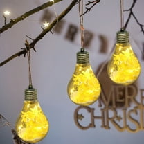 Christmas Light Bulb Ornament, Transparent LED Hanging Decoration with Warm Lights and Floral Design for Christmas Tree Holiday Home Wedding Party Decor 2025 Trend Collection