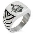 thumbnail image 1 of Stainless Steel Pirate Bandit Skull Anchor Chevron Pattern Biker Style Polished Ring, 1 of 1