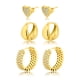 thumbnail image 1 of Juego de 3 Aros Perforados y con Forma de Corazón Pavé JeenMata en Oro Amarillo, 1 of 5