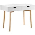 thumbnail image 1 of KFFKFF Small Desk with Drawers, Kids Desk for Bedroom, Wooden Simple Study Table for Drawing, Reading, Writing, Rectangle MDF Furniture Study Storage Table, 1 of 9